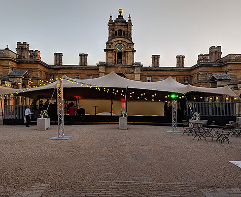 Platform for installation of a stretch tent at Blenheim Palace.