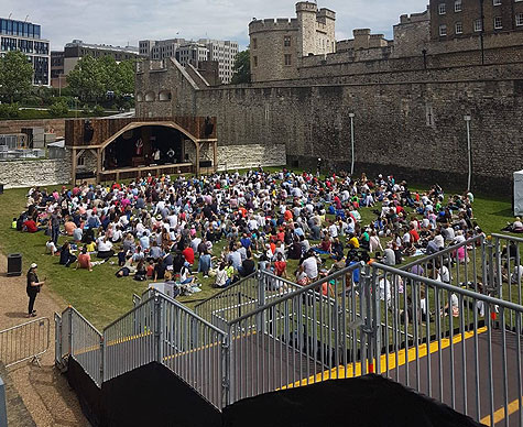 Access stairs in use at the Tower of London.